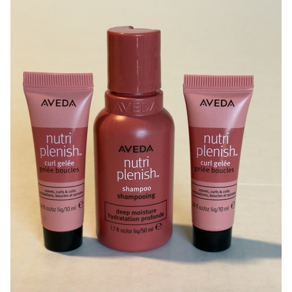 AVEDA Nutriplenish Shampoo 1.7 FLOz & 2-Curl Gelee Leave-n-Conditioner 0.34 FLOZ